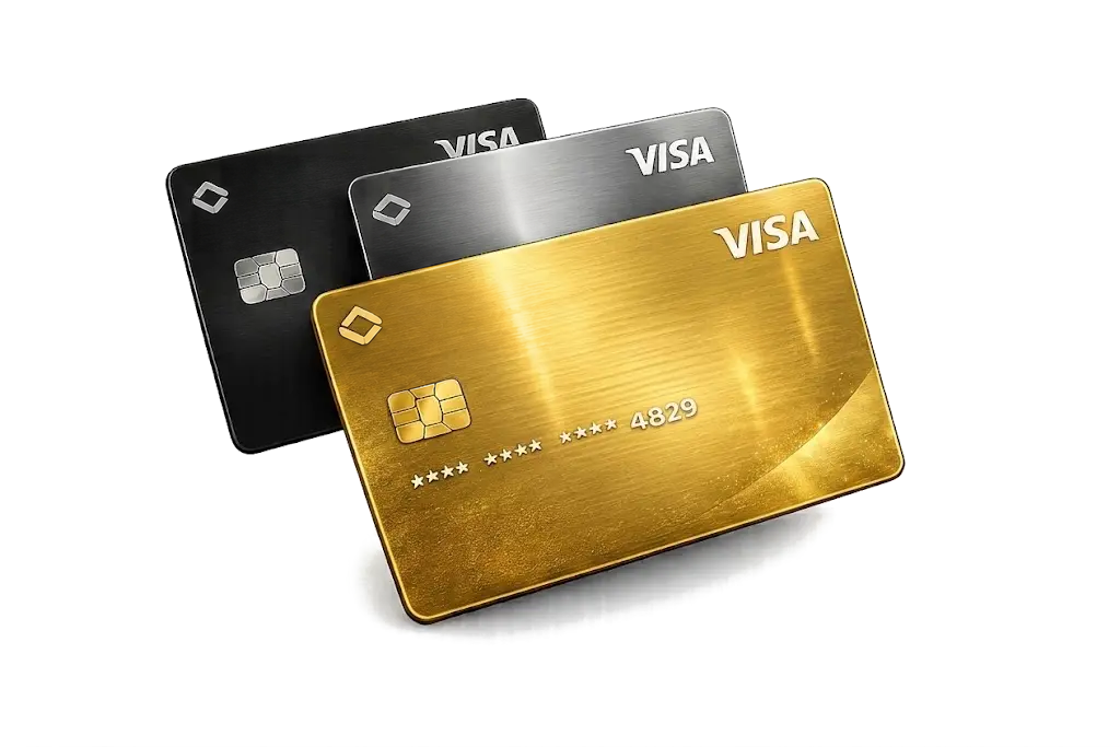 RLM Visa Card tiers — Standard, Metal, and Gold